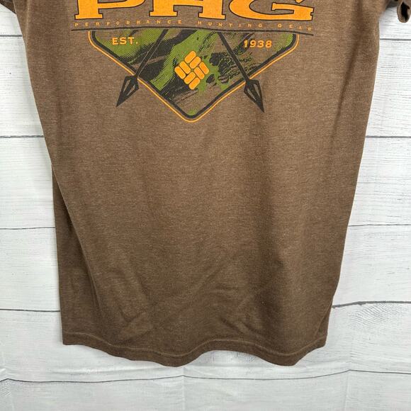 Columbia PHG Mens size Small Short Sleeve Graphic Hunting Tshirt Brown Hunting - Picture 6 of 8